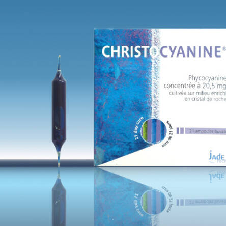 Christocyanine fikocyjanina 20.5 mg  Spirulina w płynie ekstrakt do picia Jade Recherche 21 ampułek