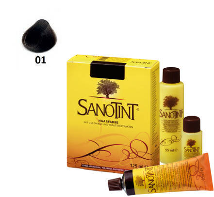01 Black Sanotint Classic 1 Naturalna farba do trwałej koloryzacji włosów bez amoniaku 125ml